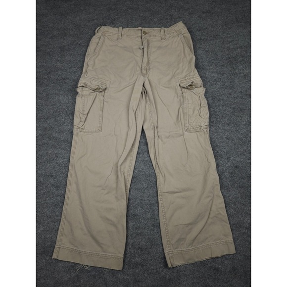 Abercrombie Fitch Pants Mens 34 Short Beige Vintage Fatigues Baggy Cargo